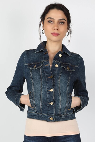 BALİNS Kadın Kot Mont Koyu Mavi