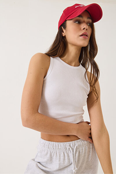 Bianco Lucci Női zsinóros kötőfék nyakú Camisole Basic Crop felső alsóing 60602045