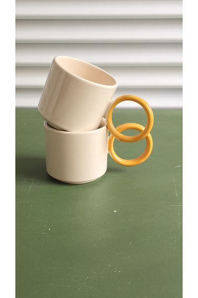 GULHANILE Ring Mug Cup 2 Colorful Ceramic Mug Cups