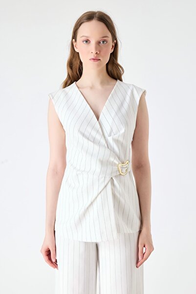 FEVER Gold tokalı çizgi desenli bluz