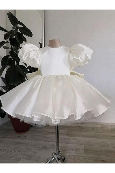 Mislina Girl Balloon Sleeve Satin Evening Dresses