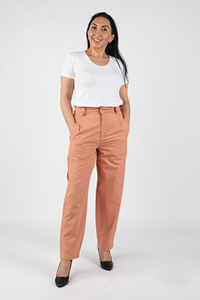 BALİNS Pantaloni de damă din poplin gabardină, de culoare portocalie