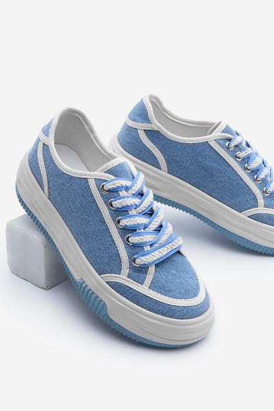 Marjin Pantofi de damă, cu șireturi, din in, pantofi sport Dofkin Blue Denim
