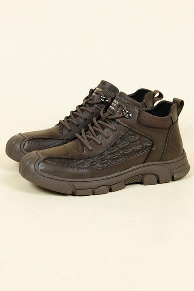 Birikon Ανδρικά παπούτσια Casual με κορδόνια Guja Crocodile Garnished Khaki