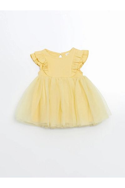 LC Waikiki Lcw Baby Beige Basic Lace Tulle Baby Girl Dress