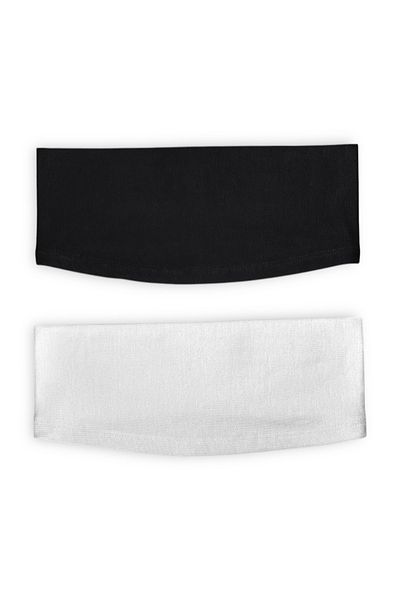 Loggia 2 Pack Non-Slip Bandana Black White Non-Slip Silicone Hijab Bonnet - Sporty Sports Hair Band