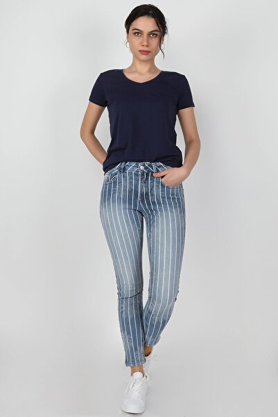 BALİNS Kadın Çizgili Pantolon Lzr Ağart
