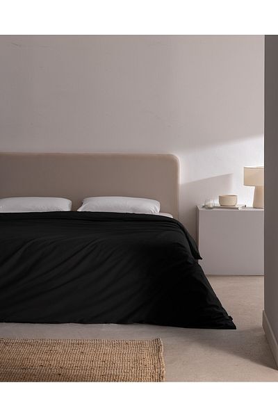 Madame Coco Manon Ranforce Bettbezug, 100 % Baumwolle, Kingsize, einfarbig, Schwarz