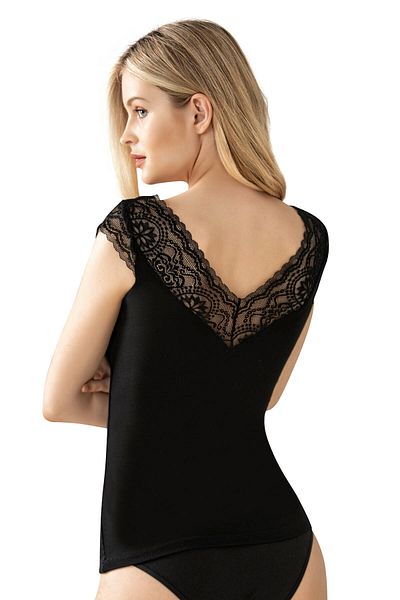 ÖZKAN underwear Özkan 26977 Women's Ring Viscose Flexible Soft V-Neck Lace Back Detailed Athlete