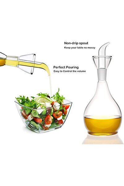 COOYA 350ml Clear Glass Olive Oil Dispenser Bottle,NO Funnel Needed,for Kitchen and BBQ