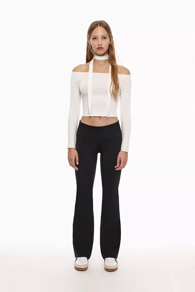 Gugus Women's High-Waist Tharm-Effected Waist Spanish Leg Legging Pants