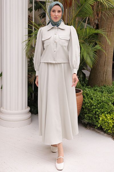 giyze Skirted Hijab Suit Stone Color 2091
