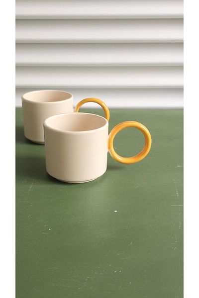 GULHANILE Ring Mug Cup 2 Colorful Ceramic Mug Cups