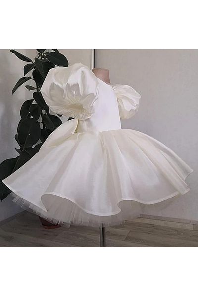 Mislina Girl Balloon Sleeve Satin Evening Dresses
