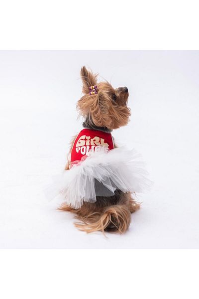 Pawstar Girl Power Cat Dog Dress in Red - Cat Dog Apparel