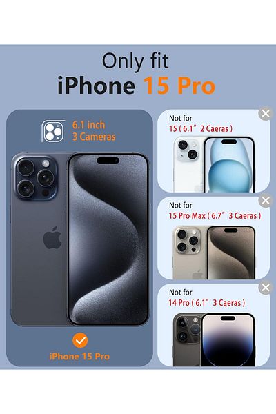 AWH iPhone 15 Pro Clear Case: Strong Magnetic, Anti-Yellowing, Military-Grade & Shockproof