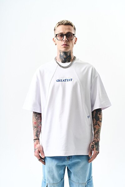 Respire Ανδρικό μπλουζάκι με κέντημα Oversize Λευκό