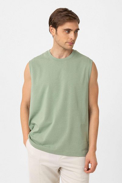 Antioch Khaki Relaxed Fit Men's Sleeveless T-Shirt