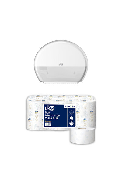 TORK Pachet dispenser hartie igienica Tork Mini Jumbo + hartie igienica , 12 ...