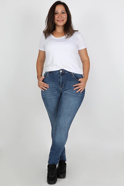 BALİNS Büyük Beden Kadın Jean Orta Mavi