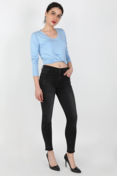 BALİNS Kadın Kot Pantolon Yıprtsiyah