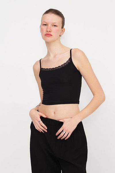 Addax Crop Tank Top με λουράκι σχοινιού A4232