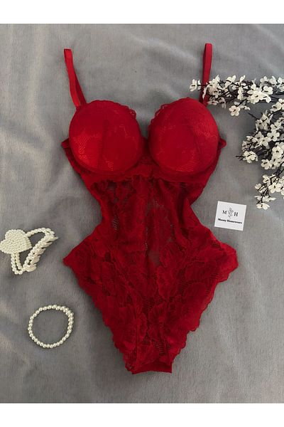 MH Moony Homewears Diana Royal Red Sexy Jumpsuit Supported