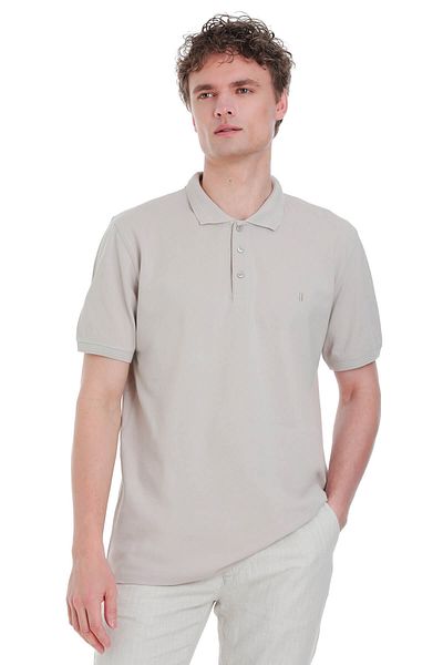 Hatemoğlu Μπλουζάκι Ecru Regular Fit 100% βαμβακερό γιακά πόλο