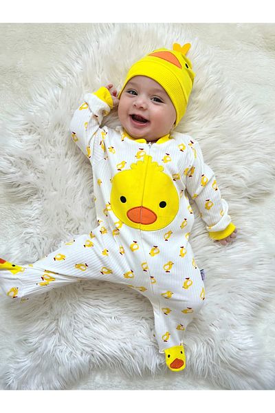 BEBELERCEEE BEBEKSİ ŞEYLER Chick jumpsuit with hat