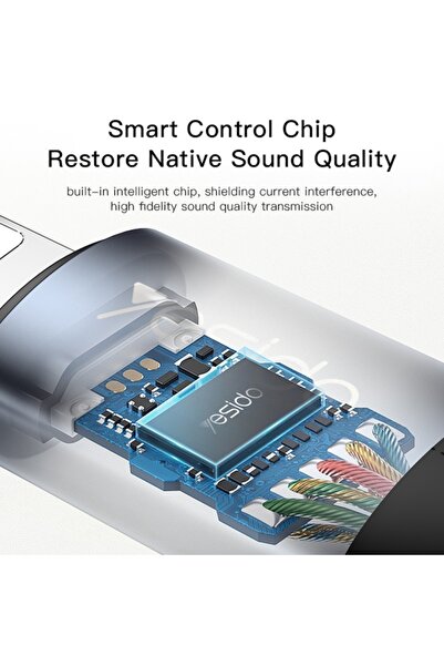 Yesido محول صوت YAU37 من 8 سنون إلى 3.5 مم أنثى (أسود)