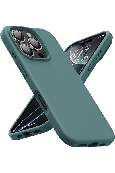 AWH جراب iPhone 16: سيليكون سائل مقاوم للصدمات، بطانة ناعمة، نحيف للغاية (أخضر غامق)