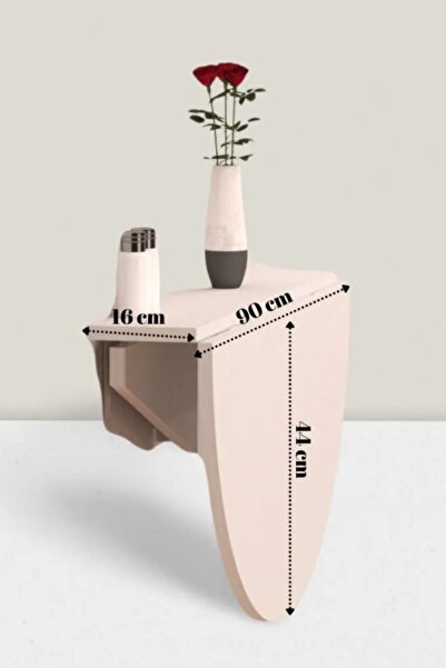 Reyo 90x60cm Beyaz Mdf Yuvarlak Açılır Kapanır Duvara Monte Raf Masa Mutfak Masası