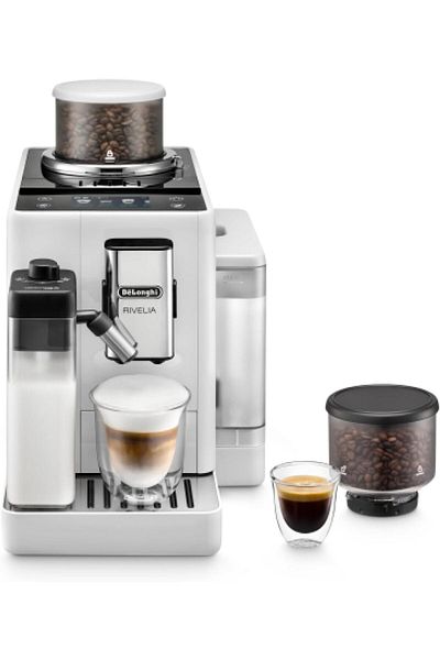 DELONGHİ Delonghi Rivelia EXAM440.55.W, Fully Automatic Coffee Maker with LatteCrema, Automatic Milk Frother
