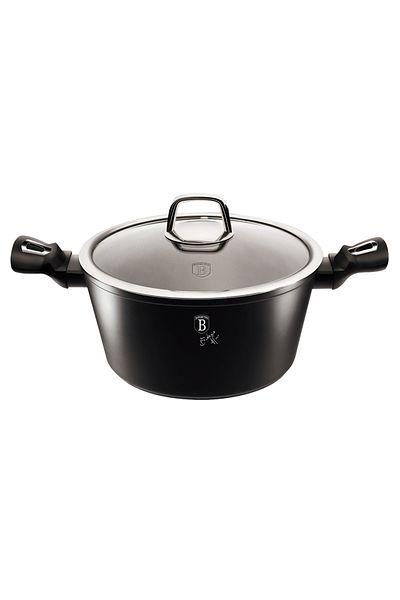 Berlinger Haus Casserole with lid with marble surface 20 cm Black Silver Collection