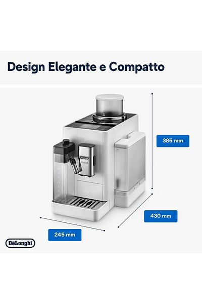 DELONGHİ Delonghi Rivelia EXAM440.55.W, Fully Automatic Coffee Maker with LatteCrema, Automatic Milk Frother