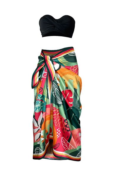 Bolder Stella Pink&Green Flower Long Pareo (Not Shows through) 100*145