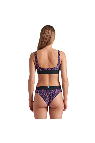 ARENA Monogram Elastic Bralette Kadın Siyah Yüzücü Bikini 009389550