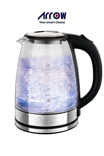 ARROW غلاية كهربائية زجاجية من البورسليكات، سعة 1.8 لتر، 1500 واط | غليان سري...