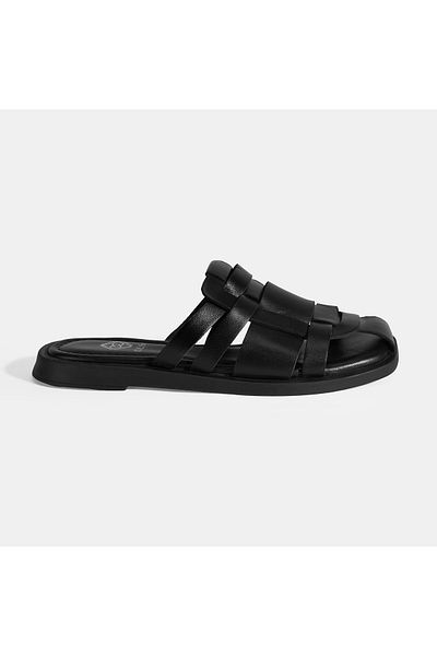 Desa Women's Black Leather Slippers