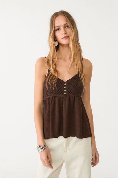 Stradivarius Ruffled crochet top