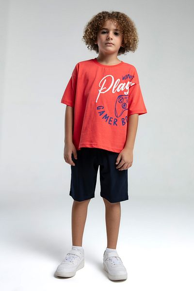 Rolypoly Boy's Winner Player Printed Short Sleeve Capri Pajama Set