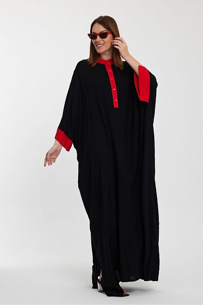 Denismoda Γυναικείο φόρεμα με ψηλό γιακά με κέντημα στην πλάτη λεπτομερές μεγάλο μέγεθος