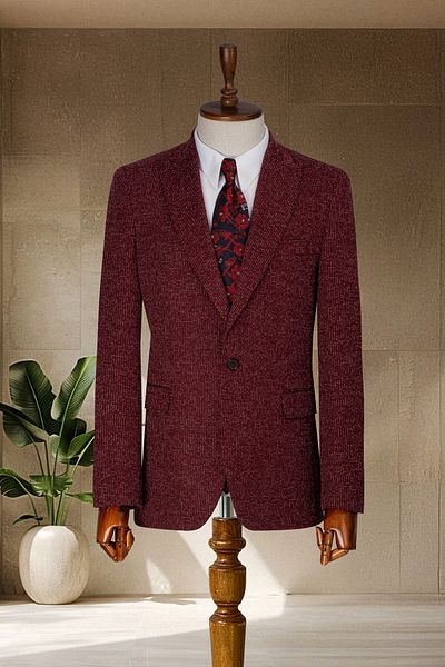 Sergio Ferraro Burgundy Slim Fit Italian Style Men's Blazer Jacket