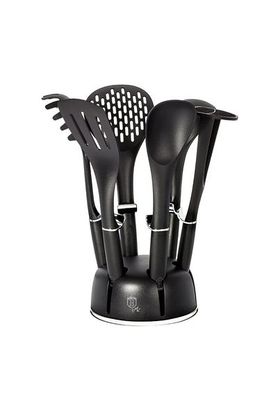 Berlinger Haus Ustensile de bucătărie într-un set de suport de 7 piese Royal Black Collection