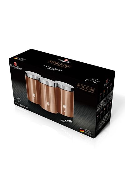 Berlinger Haus Set of 3 Rosegold Metallic Line Food Containers
