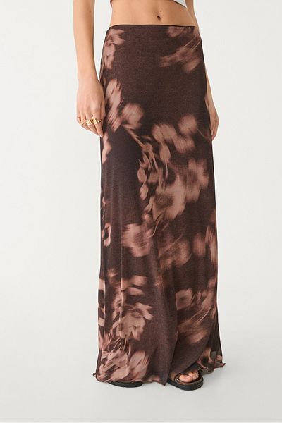Stradivarius Printed tulle midi skirt