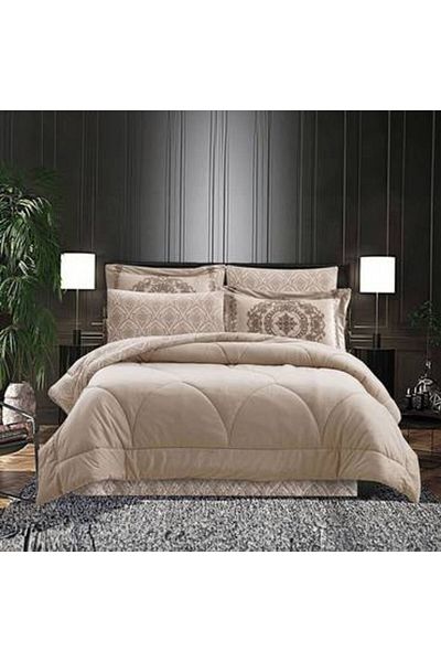 Pearrlla Home velvet double bedspread, 6 pieces, with fixed filling