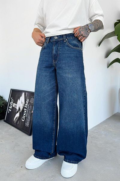 HAFKAGİYİM Σκούρο μπλε Basic Extra Loose φαρδύ παντελόνι