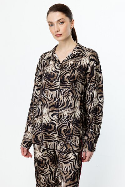 ON Stripe Detailed Zebra Print Shirt