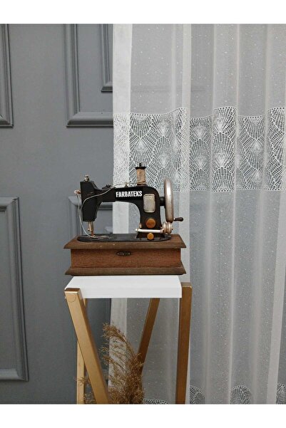 Taç Farbateks Planting Crown Yakamoz Intermediate Pattern 2 Layer Tulle Curtain